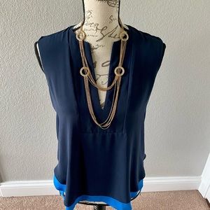 BCBGMaxAzria Navy And Royal Blue Blouse Size XS